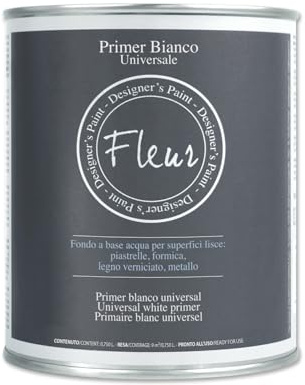 FLEUR DESIGNER'S PAINT | Fondo Aggrappante Acrilico, Adatto per Superfici non Assorbenti, Fleur Primer P02, Universale, Colore Bianco, Made in Italy, Formato 750 ml