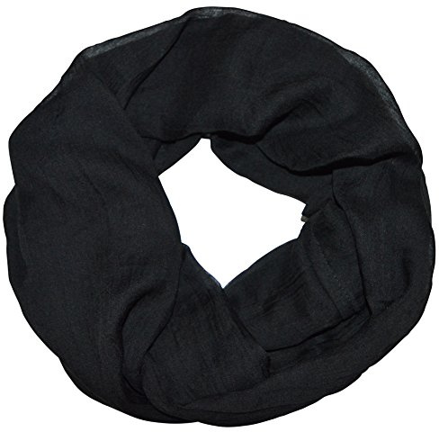 thb Richter Loopschal Schlauchschal Rundschal unifarben einfarbig basic Frühling Sommer Uni Farben Leicht (Schwarz)
