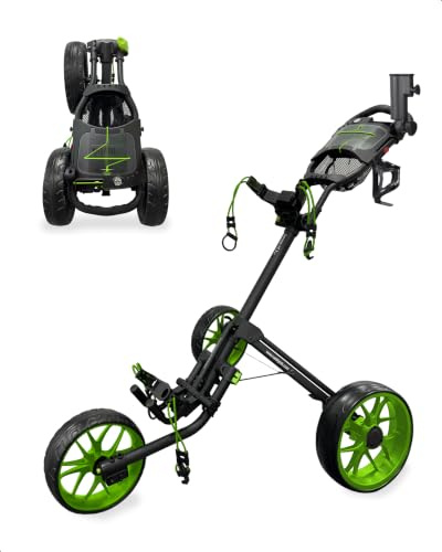 CaddyTek Unisex 15.3 V2 Deluxe Quad-Fold Golf Push Cart, CaddyLite 15,3 Version 2 - Green, Green