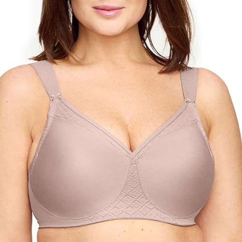 Glamorise Dam Full Figur MagicLift, icke-vadderad bygelfri T-shirt-BH #1080, Mullvadsbrunt, 100H