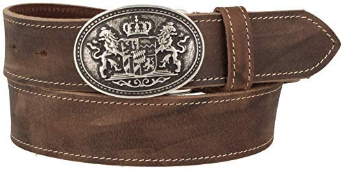 Trachtenkönig Trachtengürtel Herren Damen Löwe Bayern zur Lederhose Echtleder Kürzbar Dunkel Braun TK09_01_S_100