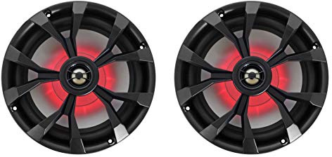 Rockville RKL80MB 900 Watt 20,3 cm 2-Wege Marine Bootslautsprecher (2), IP66 Wasserdicht, Beat-Sync LED-Lichter, rostfreies Design, perfekt für Boote und Geländefahrzeuge