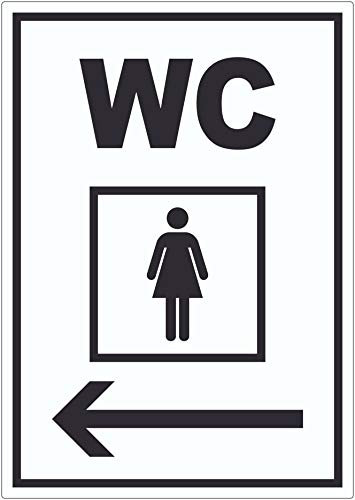 WC Damen mit Pfeil nach links Aufkleber A3 (297x420mm)