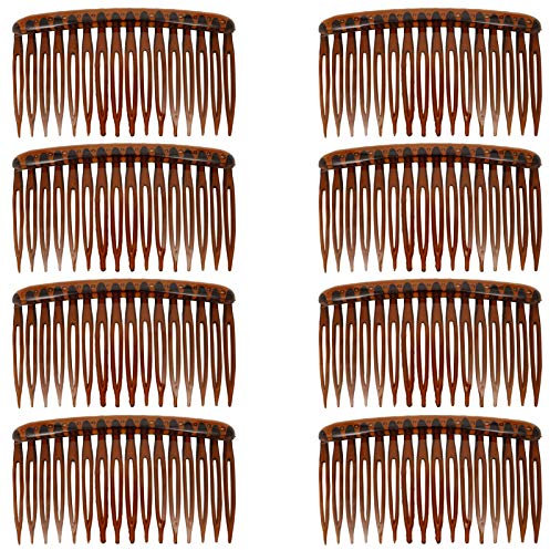 SUSSURRO 8 Pcs Peigne à Cheveux Décoratifs en Plastique 16 Dents Peignes Chignon Latéraux Créatifs Accessoires Marron Foncé pour Cheveux Épais et Fin à Maman Femme, 8.5 x 4.8 cm