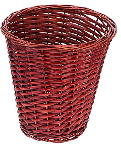 Cabilock 1 Pc Poubelle Rétro Panier De Rangement En Bambou Poubelle Tissée Poubelle Poubelle Toilettes Cache-pot En Jonc De Mer Rotin Cuisine Film Plastique Bureau En Bois Sous La Table