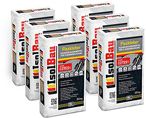 Isolbau C2TE S1 Flexkleber - 150 kg Flexibler Klebemörtel für Fliesenverlegung - Frostsicher, Verformbar & Wasserabweisend, Flexmörtel Natursteinkleber