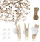 Andiker Mini Pinzas, de Madera para Ropa, Mini Pinzas de Madera Natural con 10 m de Cuerda de Yute para Colgar sin tractar, para Bodas, Fotos, decoración de Tarjetas y Manualidades (50 Unidades)