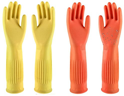 Silikon Gummi Wiederverwendbare Gummihandschuhe 2 Sets Nicht -Slip -wäscherei Küchengarten wasserdichte Haushaltshandschuhe