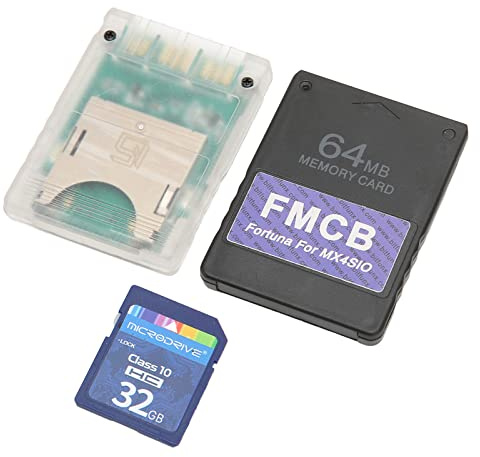 MX4SIO SIO2SD SD Card Adapter with 32G SD Card, for Game Console FMCB Card Memory Expansion Adapter 64MB Suitable for OPL 1.2.0 Slim Consoles
