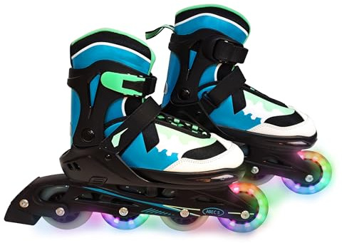 FASports Karuso Inlineskates Erwachsene 37-41, Inliner Kinder 29-34, Inliner Kinder 35-40 Mädchen/Jungen, verstellbar, 80 mm LED-Rollen, Inliner Damen/Herren, 29-33