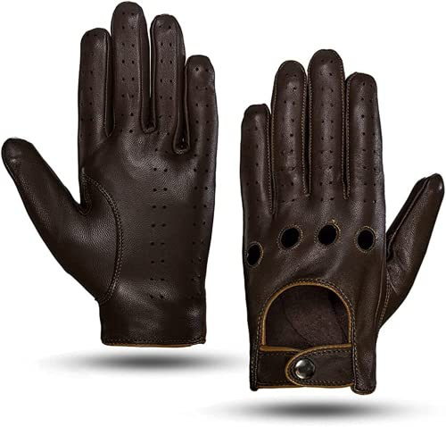 MGGMOKAY Herren Leder Autohandschuhe Touchscreen Lederhandschuhe Ungefüttert