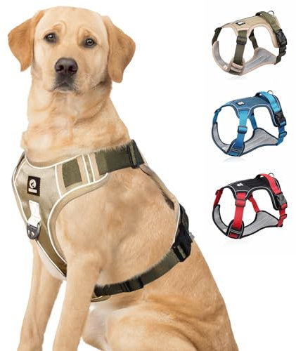 Hundegeschirr, Anti Zug Hunde Geschirr, Verstellbar Keine Pull Hundegeschirr mit Gepolstert Grifff, Reflektierende Brustgeschirr mit Klettbändern für Kleine, Mittelgroße, Große Hunde
