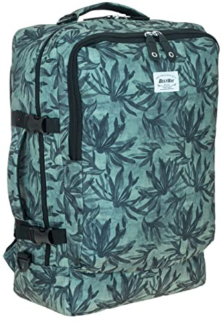 Bestway Handgepäck Rucksack Cabin Pro 40252 0126 Green Palm +b | Damen Herren Weekendrucksack Kabinengepäck Reisetasche mit Schultergurt + Elephant Flüssigkeitsbeutel