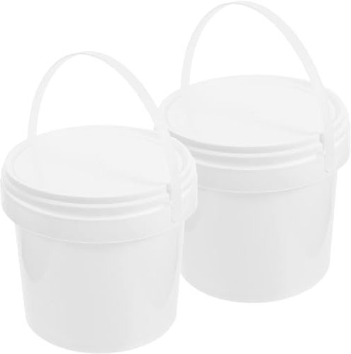 ZAANU Seau en Plastique Blanc avec Couvercle à poignée 2pcs 2L Bac à crème glacée Heavy Duty Portable All Seau Seau Container for Food Toy Treasure / 76