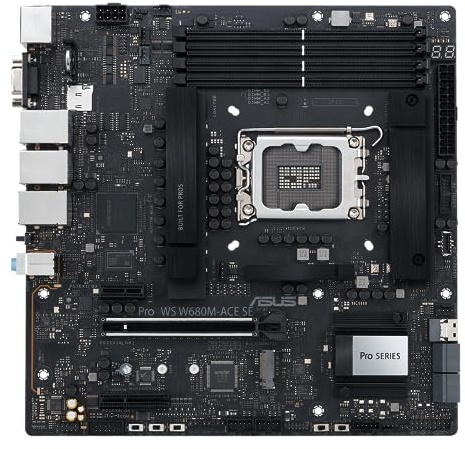 ASUS Pro WS W680M-ACE SE Intel LGA 1700 mATX BMC AST2600 Workstation scheda madre, PCIe 5.0x16, DDR5, memoria ECC, 2xIntel 2.5 Gb LAN,2xPCIe 4.0 M.2,USB 3.2 Gen 2x2 pannello frontale, SlimSAS,