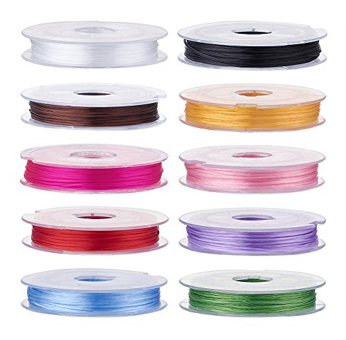 Cordoncino elastico da 91,4 m, 0,8 mm, con cristalli colorati, per la creazione di gioielli, ciondoli, orecchini, bracciali, cavigliere