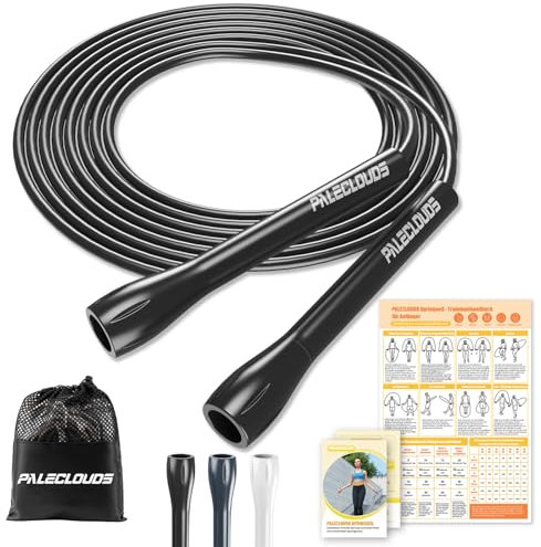 Springseil Verstellbares für Speed Skipping, PVC Springseil Erwachsene Fitness für Damen, Herren und Kinder, 3M Leichtes Mit Trainingsposter und ABS Rutschfester Griff