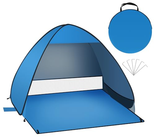 Laneetal Tienda de Campaña, Carpa de Playa para 2/3 Personas, Tenda Campismo, Carpa Impermeable para Mochileros, Anti-UV 50+, Tienda Ultraligera Playa Camping Pesca, Fácil de Armar y Llevar, Azul