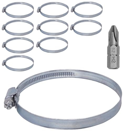 SKIR'CO (10 Stück) Verstellbare Schlauchschellen 120-140 mm, verzinkter Stahl Schlauchschellen DIN 3017, Rohrschellen, Schlauchschellen mit verstellbarem Durchmesser