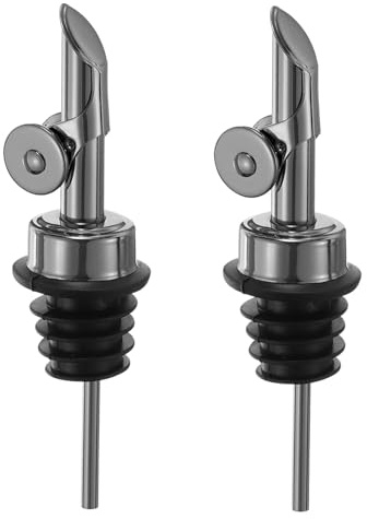 sourcing map Weighted Stainless Steel Liquor Bottle Pourers, 2 Pcs Auto Flip Feature Olive Oil Dispenser Spout, Bottle Pourers for Alcohol Wine Vinegar, Gun Black