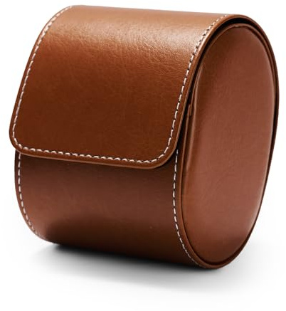 Papten Single Watch Roll for Men Premium PU Leather Watch Roll Travel Case‌ Secure Organiser, Watches Display Storage(Brown)