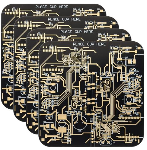 PATIKIL 4Stk Untersetzer PCB-Leiterplatte-Untersetzer für Getränke Kaffee Tisch Bar Geschenke Freund Männer Schwarz