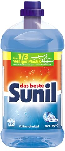 Sunil aktiv Vollwaschmittel flüssig - für 22 Wäschen - Flecklösekraft - hautverträglich, mikroplastikfrei, vegan - 1,1 l