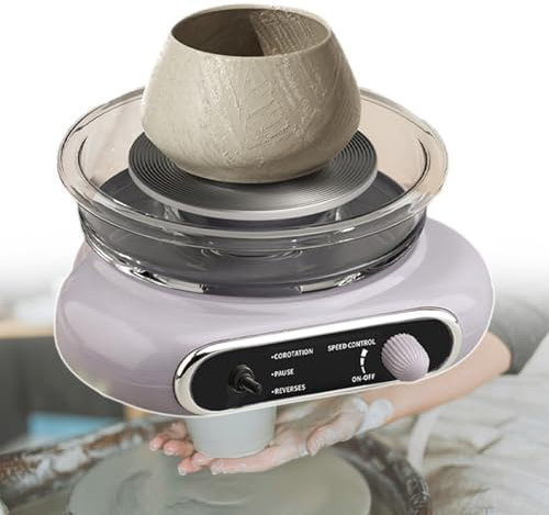pealiritansemen Töpferscheiben, Mini-Töpferscheibe Mit Einstellbarer Geschwindigkeit, Mit Fußpedal, 8 Modellierwerkzeugen Und 2 Bürsten, Formwerkzeug Für Die Keramikherstellung Für Zu Hause,Grey