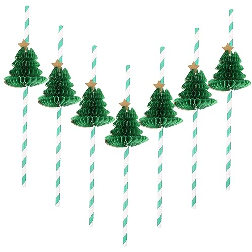 KONTONTY Pajitas De Papel 10pcs Decoración De Fiestas Seguras Ideales Para Piscos Fiestas y Reuniones