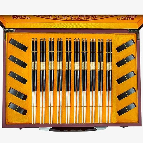 CTCOIJRN Bacchette riutilizzabili, Bacchette riutilizzabili Bacchette usa e getta Bacchette in argento Confezione regalo da 10 pezzi doppi da 24 cm Possono essere riutilizzate for usare le bacchette f
