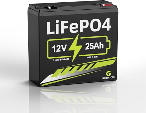12V 25Ah LiFePO4-Batterie mit eingebautem 10A BMS, 3000+ Deep-Cycle-Lithiumbatterie, 10 Jahre Lebensdauer, einsetzbar für Solaranlage, Antriebsräder, Fischfinder, Outdoor-Camping, Roller