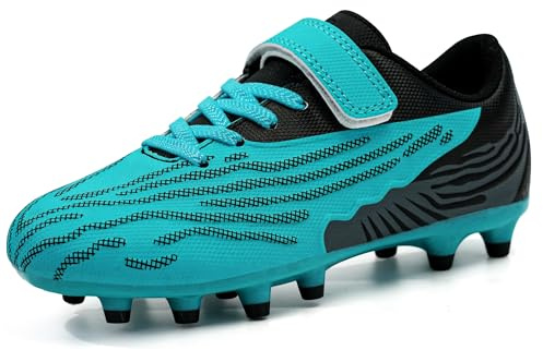 JABASIC Enfants Dur Gazon Chaussures de Football Chaussures de Football de Sport pour Les Garçons et Les Filles (37EU,Green Black)