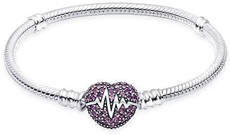 XWN Schlangenkettenuhrarmband, 925 Sterling-Silber-Rundverschluss-Charm-Silberarmband-Schmuck-Geschenk, geeignet für europäische Charms, ideal für Frauen und Mädchen.X96-124