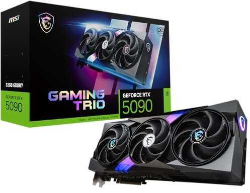 MSI NVIDIA GeForce RTX 5090 32G Gaming Trio OC Carte Graphique Gaming GDDR7 512 Bits, Fréquence Boost jusqu'à 2497 MHz, PCIe Gen 5, DLSS 4, DP 2.1 x 3, HDMI 2.1 x 1, ATX