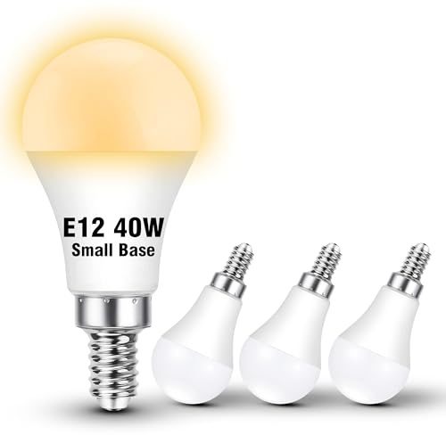 E12 Candelabra LED Light Bulbs 40Watt Equivalent 2700K Warm White, 4W 450LM C7, E12 Small Screw Base Globe Shape Bulbs for Night Light Chandelier Pendant Ceiling Fan Lighting, Non-Dimmable, 4 Pack