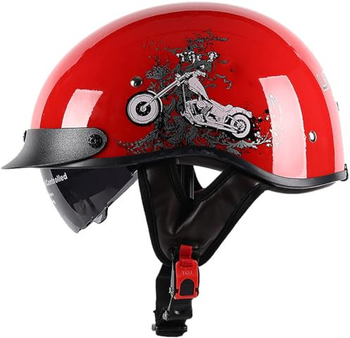 Casco Jet Moto, Caschi Aperto Scooter, Caschi Cromwell Moto Casco Motorino Vintage DOT/ECE Omologato Casco Aperto Moto Per Moto Chopper Motorino Per Adulti Uomini Donne 13,L