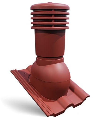 Bandloo VENTOS X Plus R Castaño DN150 – Extractor universal de techo con drenaje de condensado para tejas de hormigón, ventilación de chimenea para techo inclinado, resistente a la intemperie y a los