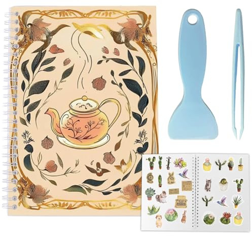 CRASPIRE Libro di Raccolta di Adesivi Riutilizzabili 40 Pagina Album per Il tè Pomeridiano 8.26x5.82 Pollici Quaderno Bifacciale Impermeabile Incollabile con Strumenti per Adulti Organizer