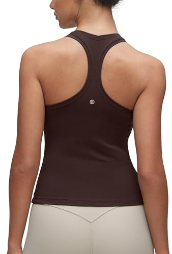 CRZ YOGA Butterluxe Racerback Gym Vest Top for Women Sleeveless Sport Tank Tops Summer Yoga Fitness Shirts Comfort Camisole Hot Fudge Brown 8