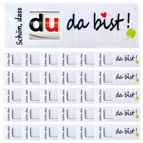 30 Stück Schön Dass Du Da Bist Geschenkbox Hülle Filz Schokoriegel Schokolade Verpackung Schokoladentüte für Hochzeit, Weihnachten ohne Schokolade