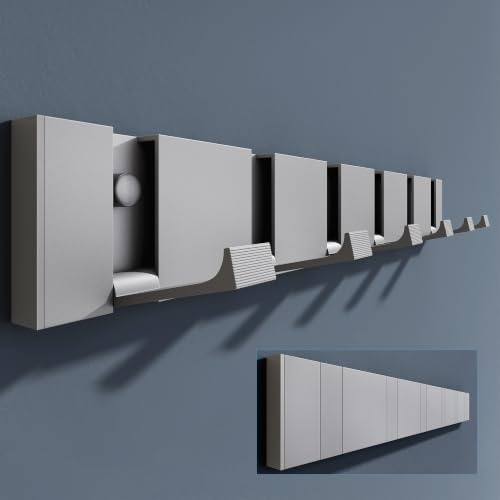 doporro Garderobenleiste Wandgarderobe mit 6 klappbaren Garderobenhaken | Aluminium Kleiderhaken Wand Grau, Hakenleiste mit Wandhaken für Jacken, Taschen, Flur, Bad und Küche, Wandgarderobe01-6Hs