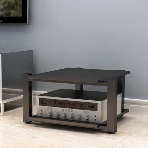 Diodceraic Scaffale per Audio Video 2/3/4 Ripiani, Mobile per Componenti Hi-Fi e Home Theater - Mobile Rack da Terra per Collezione e Esposizione di Impianti Stereo(Black,2 tier)
