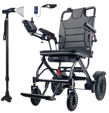 Juodkeo Leichtes faltbares elektrisches Rollstuhl mit leistungsstarkem 360W Motor, motorisierte Mobilität, leichter Kohlenstoff-Aluminium-Elektromobil,6AH