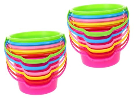 Parliky 12 Stück Teiliges Bunte Sandspieleimer für Kleine Strandeimer aus Robustem Vielseitig für Strand Garten und Indoor Fördert Feinmotorik und Hand Auge koordination Farbenfrohes
