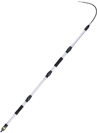 Gutter Cleaner - 7 Inch Telescopic Metal Cleaning Rod, Rotating Spray Nozzle Extension Tool | For House Roof Waste, Leaves, Rubber, Branches, Pool, Patio, Garden, Outdoor Washing