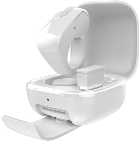 Générique Souris Anneau Bluetooth – Pavé Tactile et Récepteur USB – Boîtier Rechargeable – Ordinateur Portable, Tablette et Smartphone – Design Compact pour Défilement et Navigation Facile (Blanc)