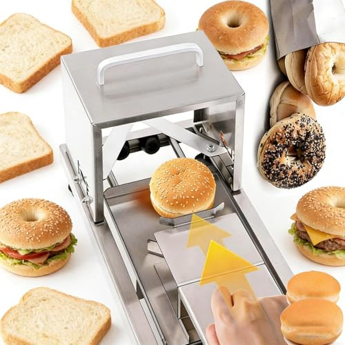 lealovengzh Affettatrice Professionale per Pane, Taglia Bagel Manuale con Lama in Acciaio Inossidabile, Modello 2026, Perfetta per Bagel, Panini, Panini | 4 Opzioni di Spessore delle Fette