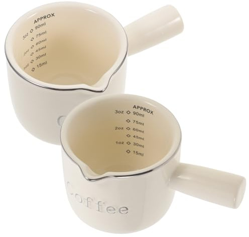 MOTHNUR Brocca in Ceramica per Latte 90 Ml 2 Pezzi con Manico e Scala Graduata, Brocche Multiuso per Panna e Sciroppi, Forniture per Preparazione Caffè, Adatte per Casa, Bar e Ristoranti
