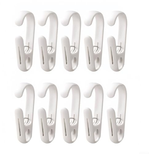 Lot de 10 crochets à linge, épingles à linge, épingles à linge avec clips pour salle de bain (blanc)