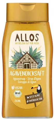 Allos Bio Agavendicksaft | Agavensirup | Süßungsmittel Zuckerersatz | Alternative zu Rohrzucker, Zucker und Ahornsirup | 6 x 250ml